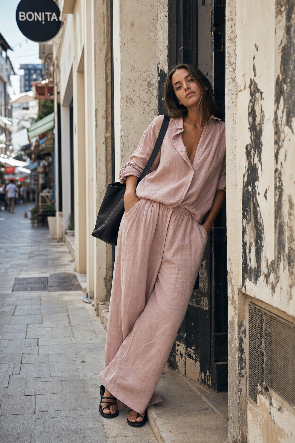 Ink wide-leg trousers