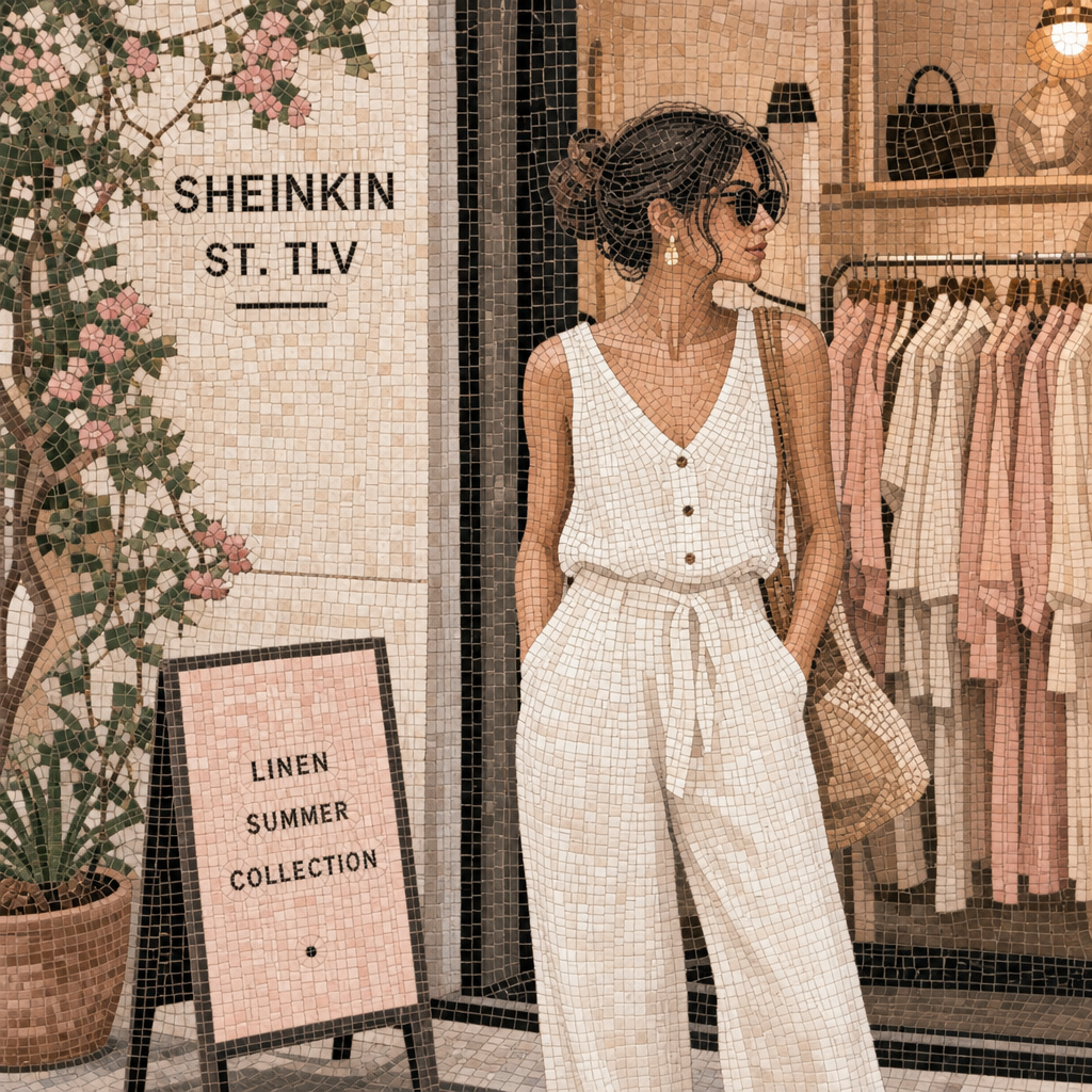 Linen summer look on Sheinkin Street